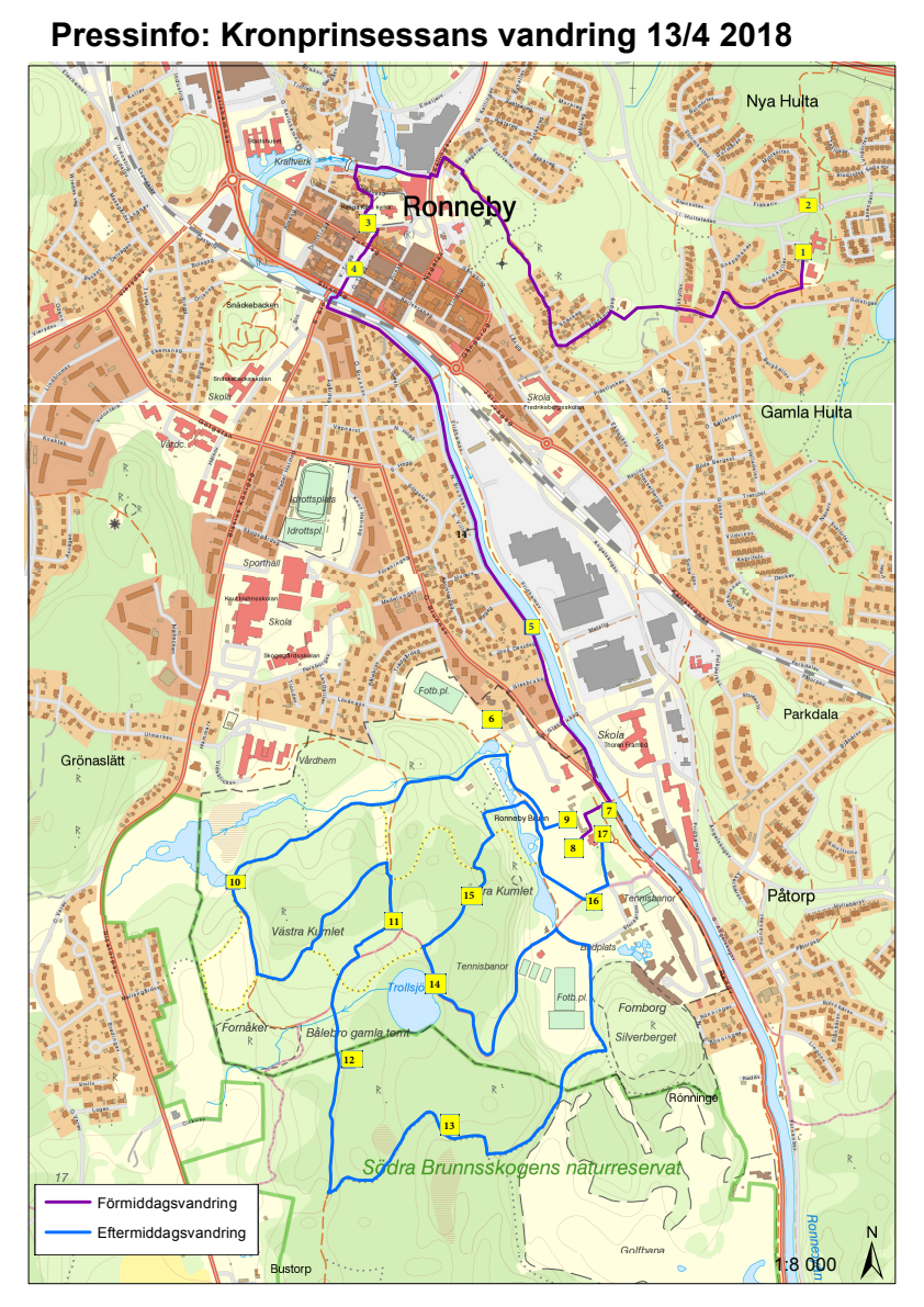 Karta Kronprinsessans vandring - Ronneby kommun
