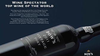 Nyhet från Wine Spectator - Dow’s Vintage Port 2011 är #1 Top Wine 2014 