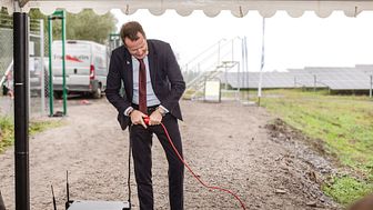 Energi- och digitaliseringsminister Anders Ygeman invigde idag solcellsparken i Linköping.