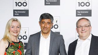 Science journalist and TOP 100 mentor Ranga Yogeshwar (centre) with Katrin Köster, Head of BPW Corporate Communications, and Dr Markus Kliffken, Member of BPW’s Executive Board responsible for innovation management. 