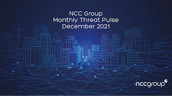 NCC Group Monthly Threat Pulse - December 2021. Illustrated wireframe cityscape in futuristic style. Royalty-free stock vector ID: 1335323081.
