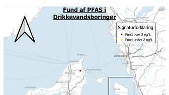 Kilde Danske Vandværker: Fund af PFAS-stoffer per 30.09.2021 i drikkevandsboringer
