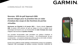 Nouveau GPS de golf Approach G80 : Garmin intègre pour la première fois un radar d’analyse des coups et des fonctions de parties virtuelles