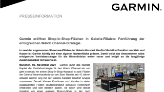 Pressemitteilung Garmin Shop-in-Shop Galeria