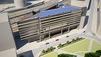 3D-skiss på solcellsanläggningen på Clarion Hotel Sign