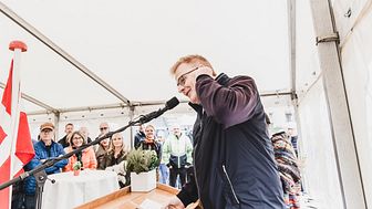 Borgmester Peter Sørensen glæder sig over den store fremdrift i Horsens og takkede bl.a. bygherre for deres investeringsvillighed