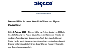 Dietmar Müller ist neuer Geschäftsführer von Algeco Deutschland
