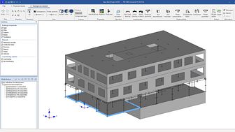 Release 2022-1 offers a new solution for pile foundations: The 3D view of a building in the Analytical model