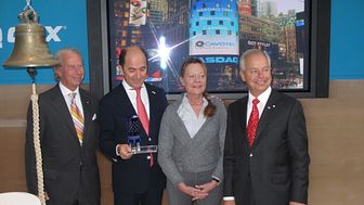 Lars Hellman, Ottonel Popesco, Leena Essén and Stefan Widegren of Cavotec at the NASDAQ OMX 