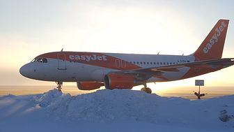 easyJet från Bristol landade för första gången på Åre Östersund Airport idag. Foto: Magnus Trense
