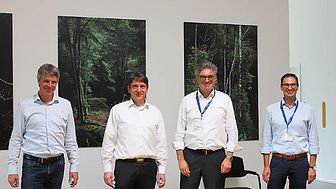 Dr. Thomas Andresen, Dr. Jens Morgenthaler (beide Geschäftsführer Losan Pharma), Dr. Dieter Salomon (Hauptgeschäftsführer der IHK Südlicher Oberrhein) und Markus Riesterer (GPB-Geschäftsführer)
