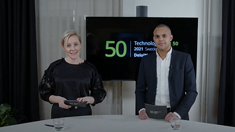 Ester Sundström och Rasmus Dahlberg från Deloitte presenterade årets Sweden Technology Fast 50.