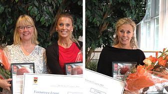 Marie Gilbertsson, Magdalena Stenman och Pernilla Björnberg firades med prischeckar, diplom och blommor