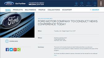 Ford Motor Company to Conduct News Conference Today (kl 17.00, Danmark)