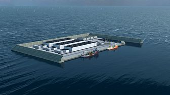 Foto: Modelbillede af energiøen i Nordsøen. Energistyrelsen.