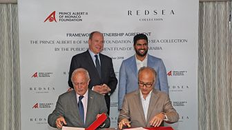 Hi-res image - Red Sea Collection - The signing ceremony between Red Sea Collection by The Public Investment Fund of Saudi Arabia and Prince Albert Foundation - a framework agreement on sustainability and marine conservation aims
