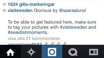 Sveriges officiella Instagramkonto ett av de största i Europa