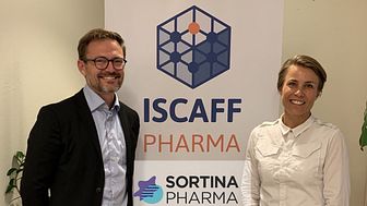 Från vänster: Per Setterberg, VD Iscaffpharma, samt Sara Rhost, Lead scientist Sortina Pharma