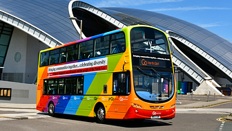 Go North East unveils multi-coloured bus to celebrate the work of its team in bringing communities together 