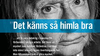 Carina Bindzau från Sollentuna är ett av fem affischnamn i Svenska FN-förbundets kampanj "Dela vår dröm".