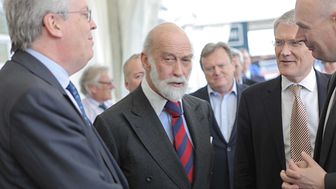 Prince Michael of Kent and Andrew Jones MP at the London Motor Show