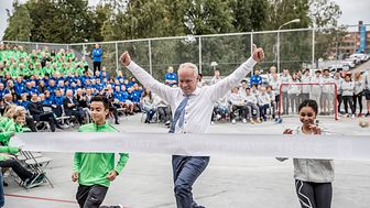 Kunnskapsminister Jan Tore Sanner åpnet idrettsungdomsskolen WANG Ung på HasleLinje. 
