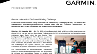 PM Garmin unterstützt FIA Smart Driving Challenge