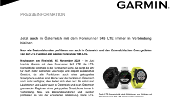 Garmin PM Forerunner 945 LTE: LTE-Ausweitung Österreich
