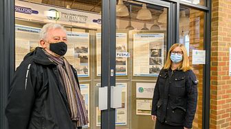 Rail history at Hatfield: Heritage Society Chair Jeff Lewis and Station Manager Karen Sherwin display the Hatfield and St Albans Railway story