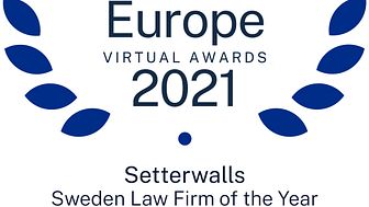 Setterwalls badge i ”Sweden Law Firm of the Year” i Chambers Europe Awards 2021.