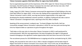 Telenor Connexion appoints Chief Sales Officer for region Asia-Pacific (APAC)
