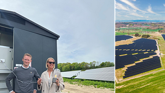 Martin & Serveras koncernchef Liv Forhaug och Ricard Nicolin, CFO och medgrundare på Alight, inviger solparken.