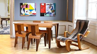 Iconic Isokon Furniture by Marcel Breuer and two enamel paintings by Le Corbusier