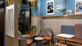 Comfortable seating for fika guests