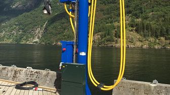 Power point: one of the two Cavotec shore power dispensers that charge the award-winning ferry.