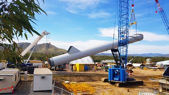 A 38.35m chimney stack is erected at MSF Sugar’s Tableland Green Energy Power Plant. (Picture from MSF Sugar)