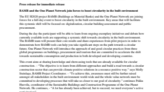 BAMB and the One Planet Network join forces to boost circularity in the built environment