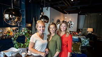 Camilla Ekelund, Linn Spandow och Hanna Gliminger driver inredningsbutiken The Polpo Hub. Fotograf: Lisa Barryd