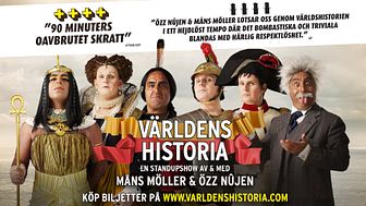 Föreställningen "Världens Historia" med Özz Nûjen och Måns Möller fortsätter in i en unik femte säsong hösten 2020