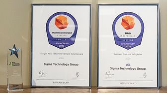 Sigma Technology Group rankas som Sveriges mest rekommenderade arbetsgivare av Universum.