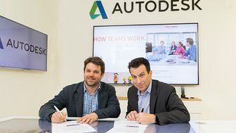 Klemens Haselsteiner, STRABAG-Digitalvorstand, und Andrew Anagnost, CEO von Autodesk, wollen die jahrelange Zusammenarbeit der Unternehmen noch weiter vertiefen. (Copyright: Autodesk)