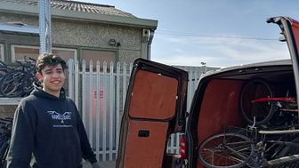 Handlebars' Andre Noble loading van at Horsham depot