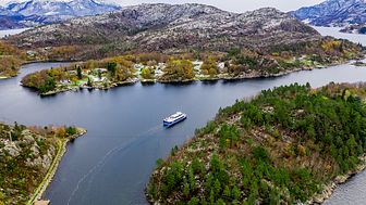 ELEKTRISK TURISME: Båten som skal trafikkere Lysefjorden skal kunne ta 297 passasjerer.