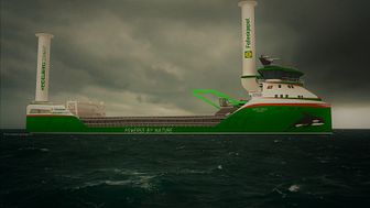 With Orca blir verdens første  hydrogendrevne lasteskip. Skipet skal seile på langtidskontrakt for HeidelbergCement og Felleskjøpet Agri, og settes i drift i 2024. Ill: Norwegian Ship Design