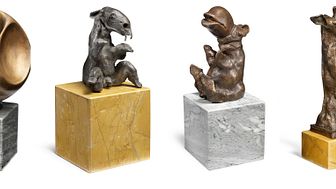 De 19 skulpturer er vurderet fra 30.000-350.000 kr. på auktionen.