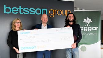 Betsson Group partners with Saġġar. From left to right: Lena Nordin (CHRO, Betsson Group), Jesper Svensson .(CEO, Betsson Group), and Steve Mercieca (co-Founder of the QLZH Foundation)