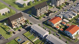 34 bostadsrätter växer fram i Brf Syrenen i Tygelsjö. Här bygger OBOS hundratals nya bostäder i en trädgårdsstad.