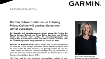 Garmin Schweiz unter neuer Führung.  Prisca Collins will starkes Momentum weiter ausbauen.