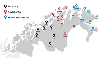 Disse 25 ladestedene skal etableres med Enova-støtte i Troms og Finnmark.