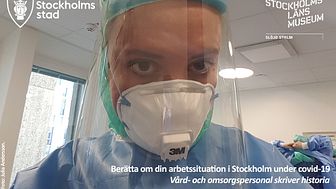 Intensivvårdssjuksköterska vid Huddinge sjukhus under covid-19pandemin i Stockholm. Foto: Julia Andersson.